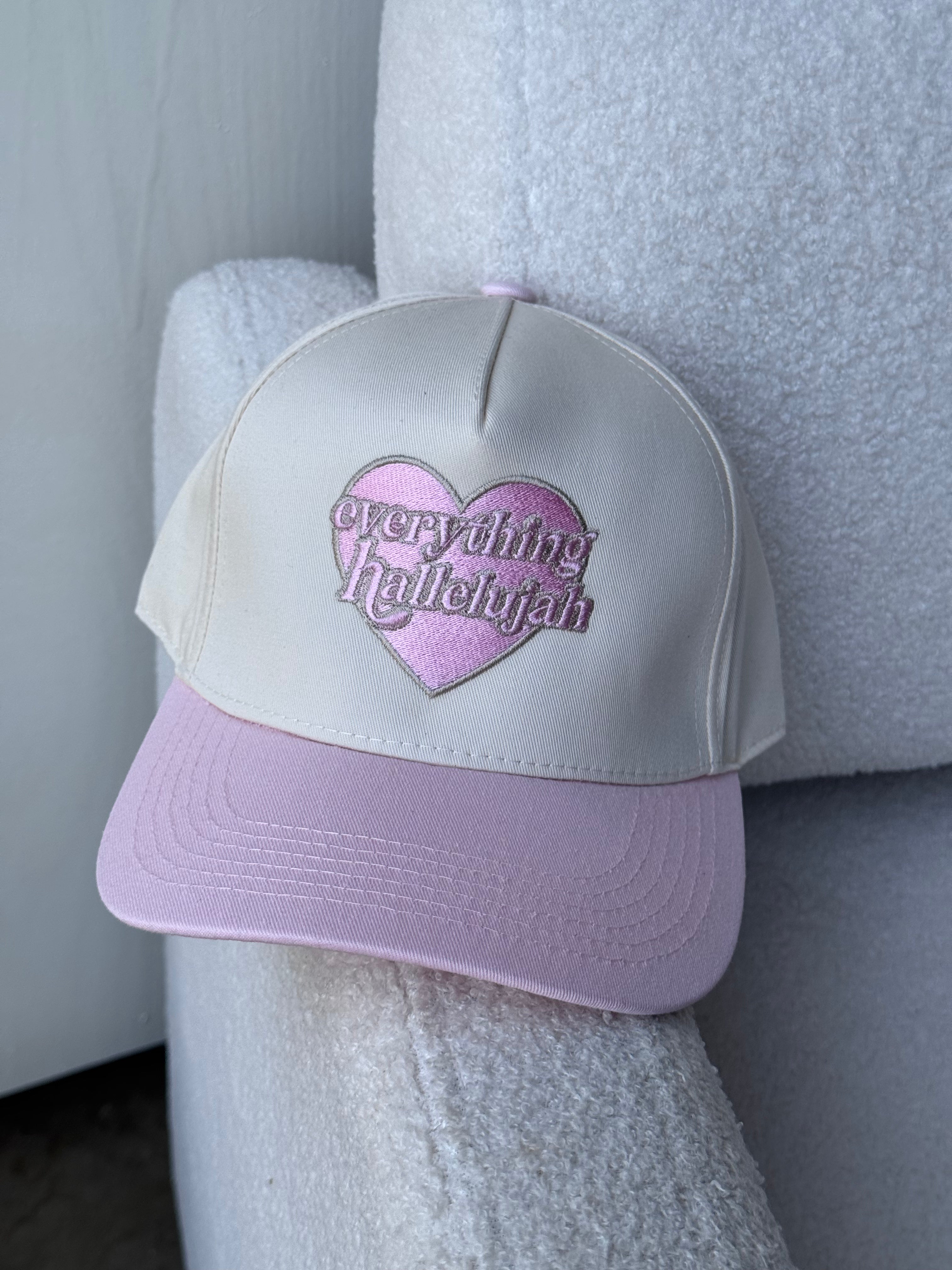 Everything Hallelujah Heart Hat- Pink