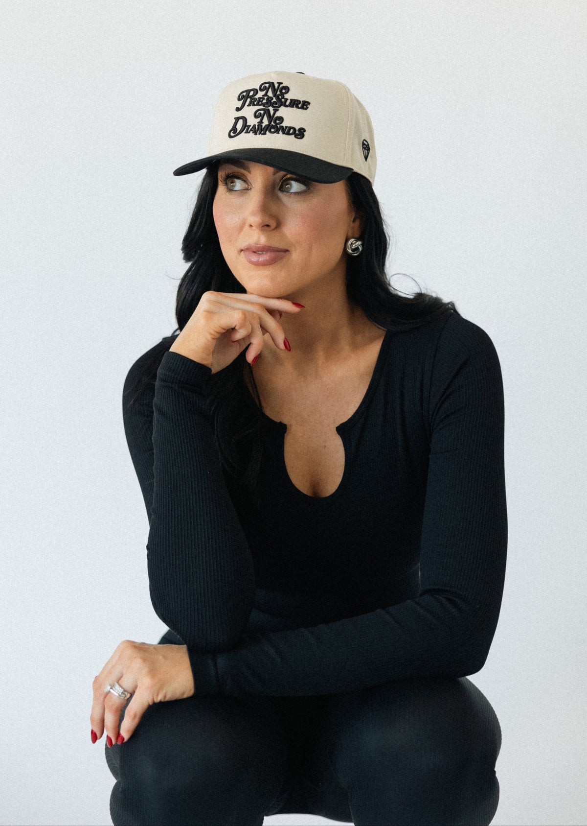 No Pressure, No Diamonds Hat- Black