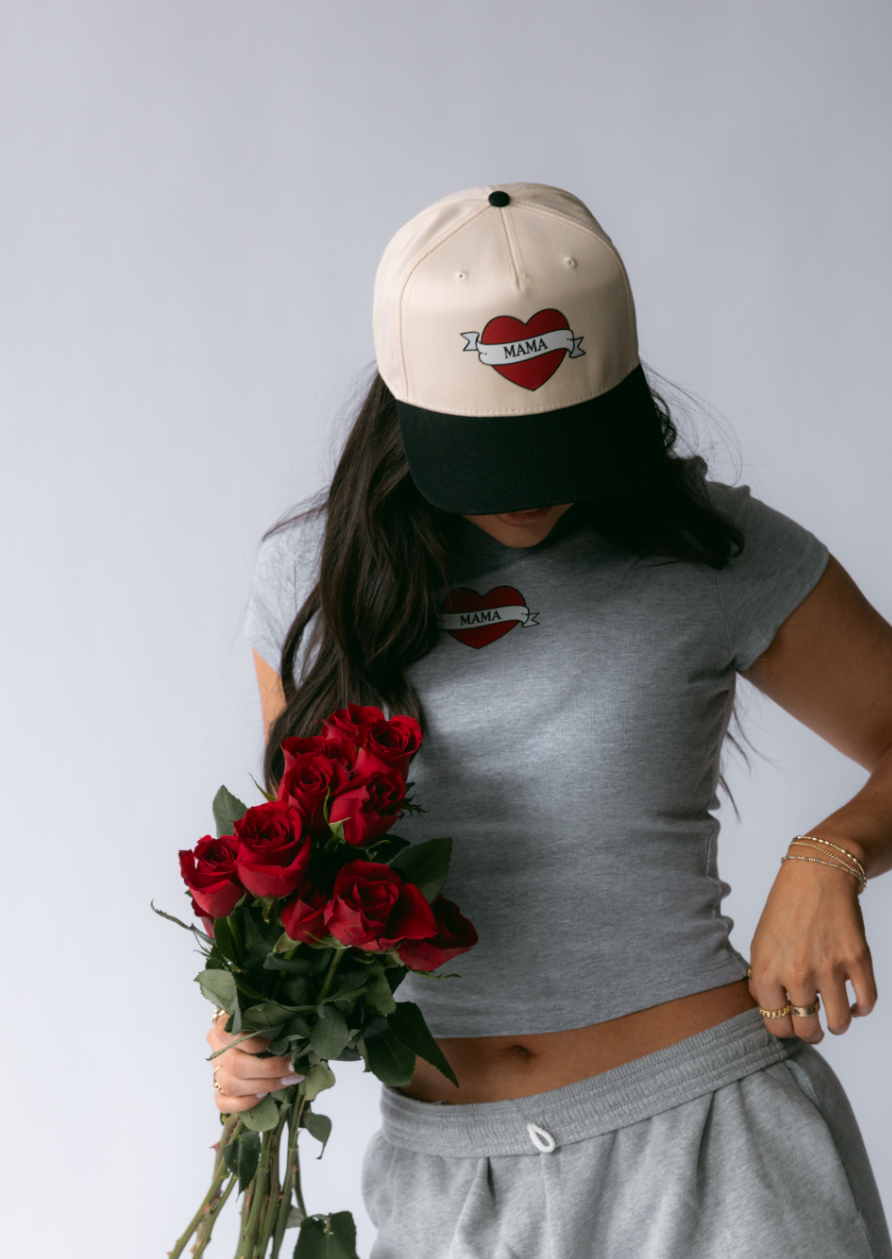 Mama's Heart Hat- Black