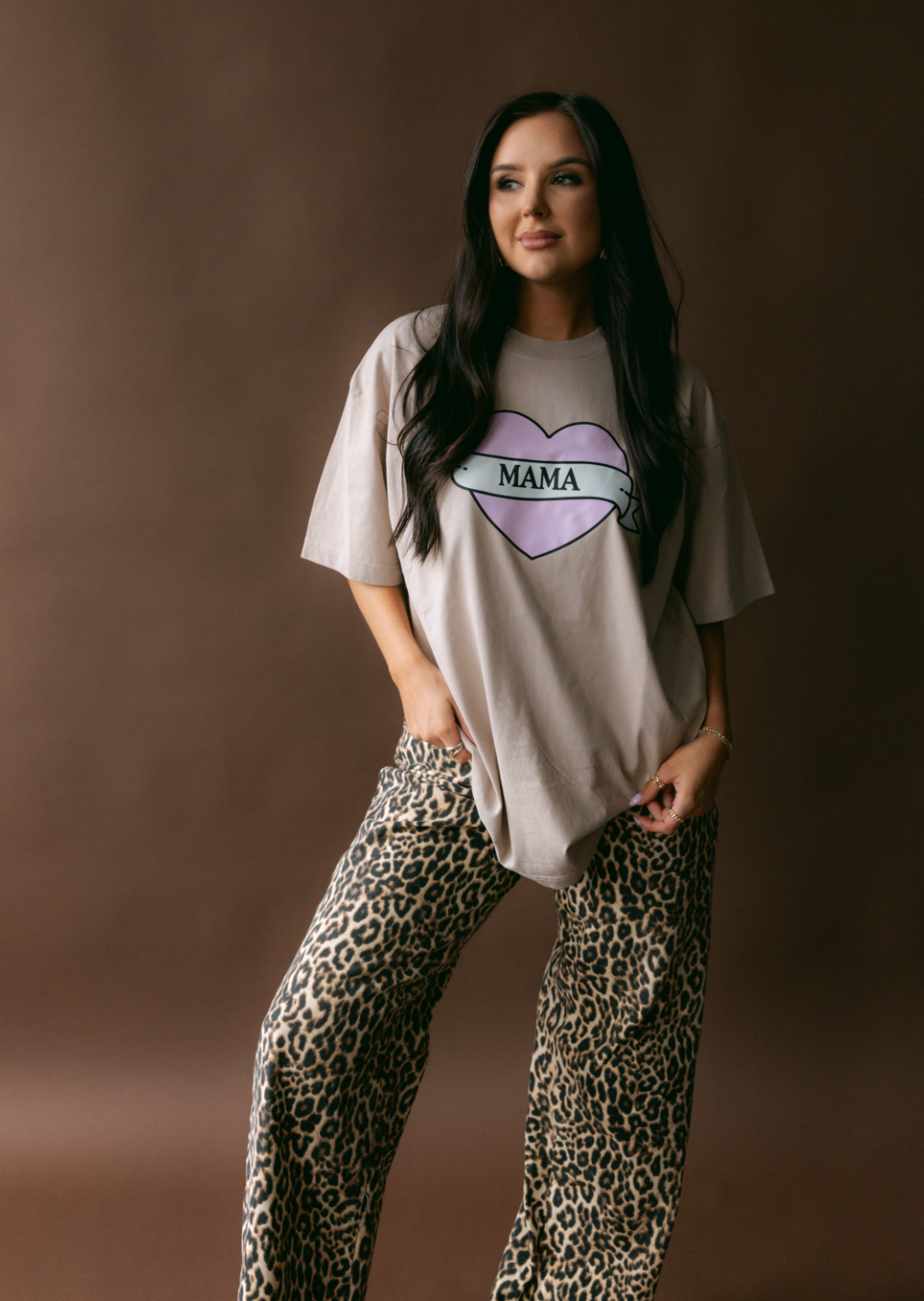 Mama's Heart Tee- Tan