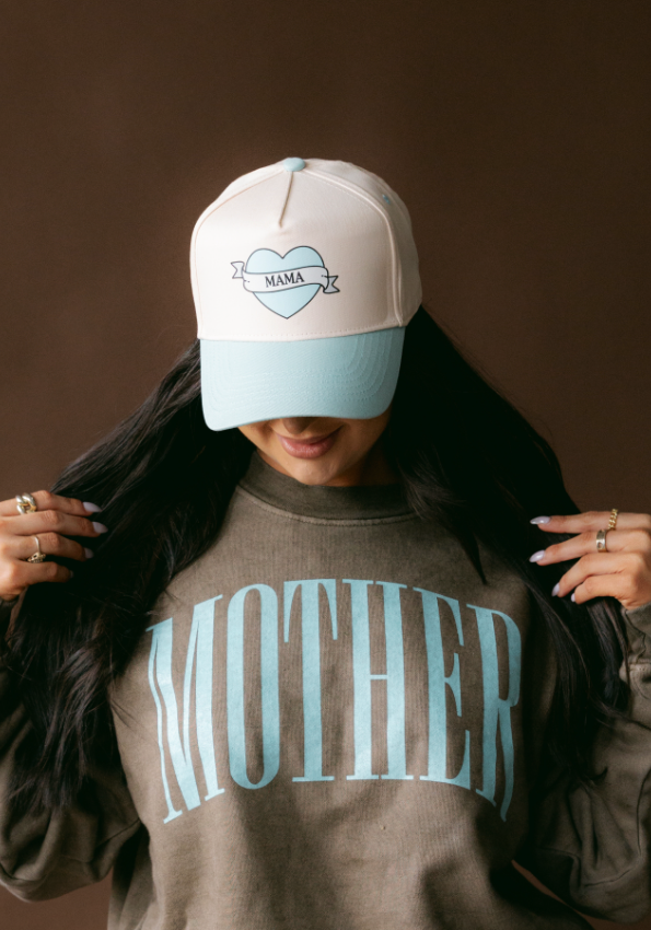 Mama's Heart Hat- Baby Blue