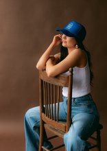 Load image into Gallery viewer, Busy Moms Club Hat- Royal and Lime
