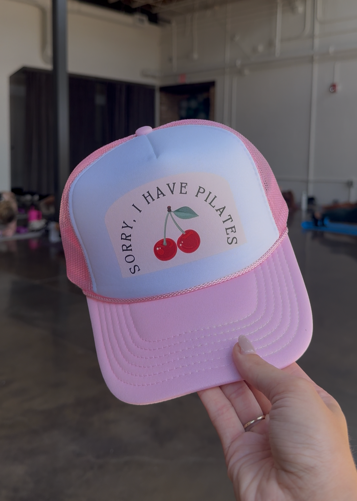 I Have Pilates Hat- Pink and White
