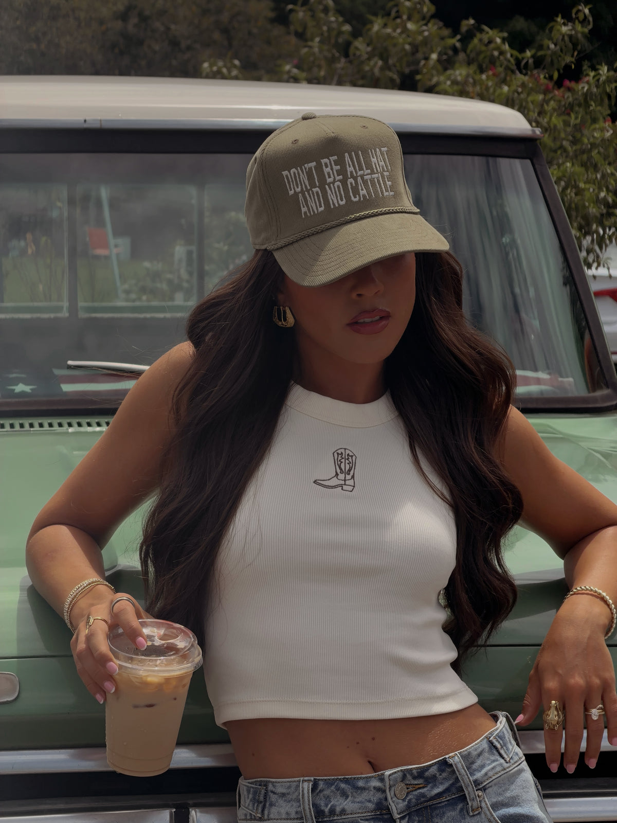 Cowboy Boot Tank- Ivory