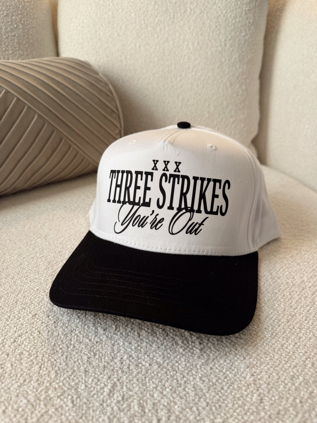 Three Strikes Hat- White