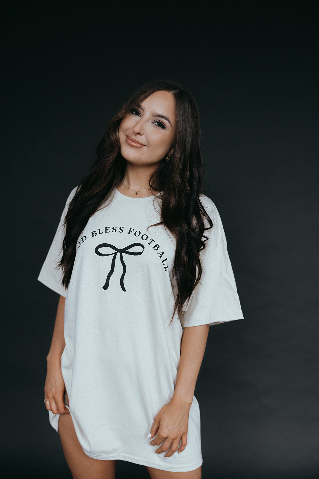 God Bless Football Tee- Tan