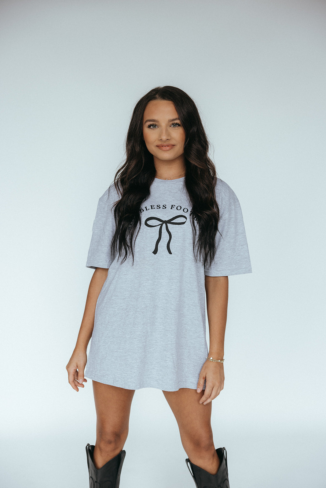 God Bless Football Tee- Gray