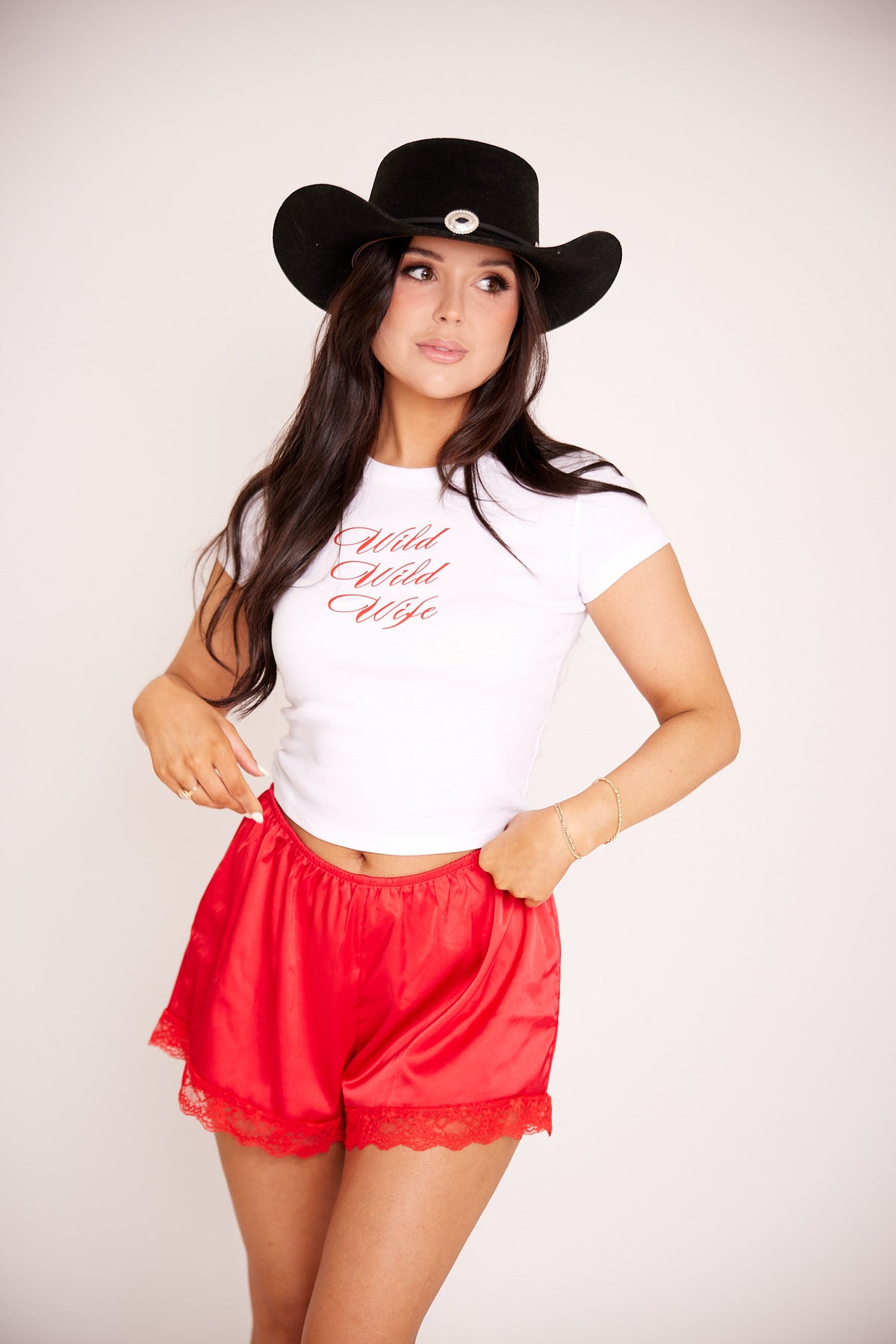 Wild Wild Wife Baby Tee- White