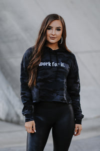 Work for It Cropped Camo Hoodie