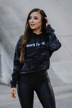 Load image into Gallery viewer, Work for It Cropped Camo Hoodie
