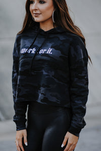 Work for It Cropped Camo Hoodie
