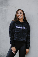 Load image into Gallery viewer, Work for It Cropped Camo Hoodie
