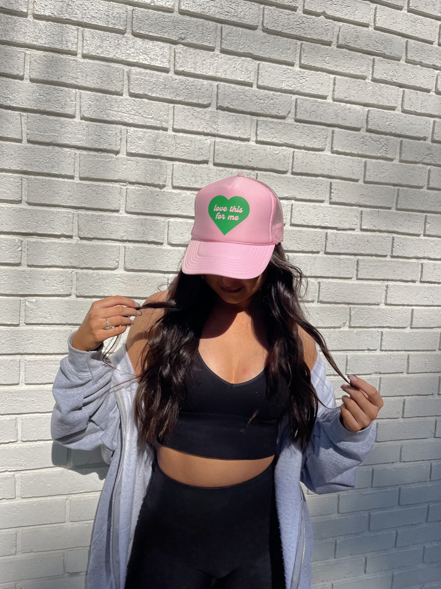 Love This For Me Trucker Hat- Pink